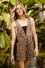 BiBi Leopard Sleeveless Overalls with Pockets