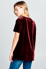 VELVET SEQUINCE POCKET BOXY TOP