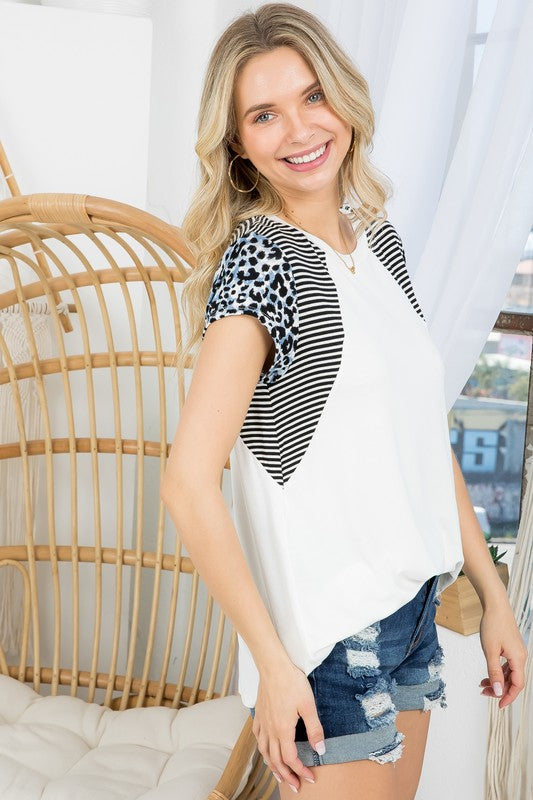 ANIMAL MIXED COLORBLOCK TOP