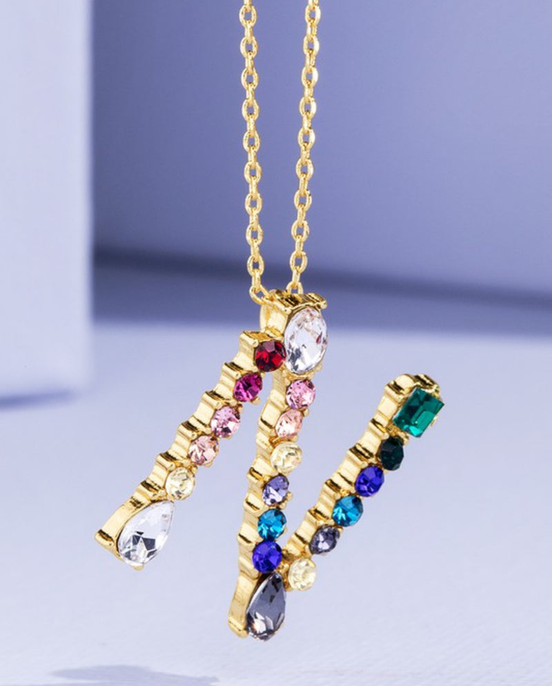 Multi Stone Initial Necklace