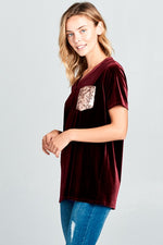 VELVET SEQUINCE POCKET BOXY TOP