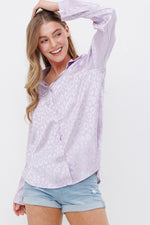 SATIN LEOPARD PRINT BUTTON DOWN TOP